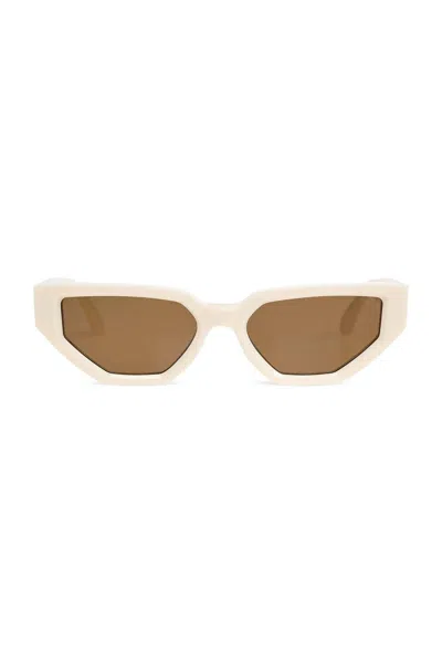 Golden Goose Curved Tips Rectangular Frame Sunglasses In Neutral