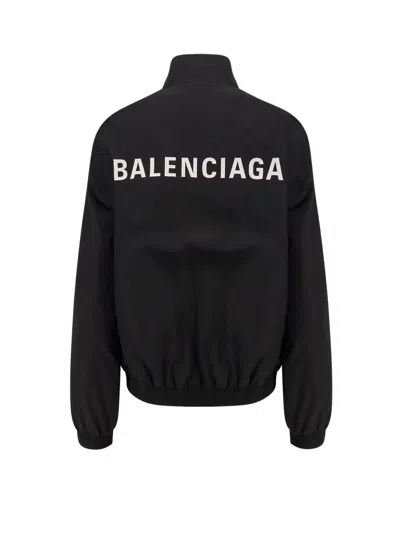 Balenciaga Black Bomber Jacket With Zip And Logo