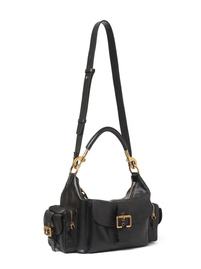 Chloé Camera Bag Medium In Natural Shiny Calfskin In Black