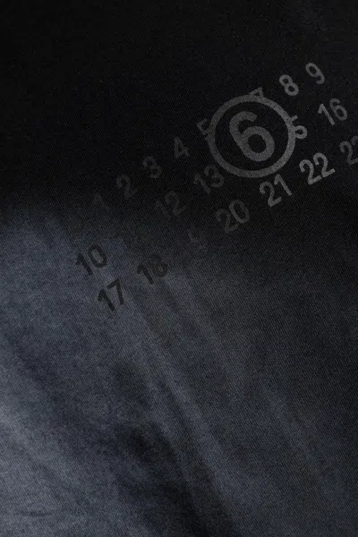 Mm6 Maison Margiela Mm6 By Maison Margiela Gradient Effect Black T-shirt With Subtle Graphic Print In Blue