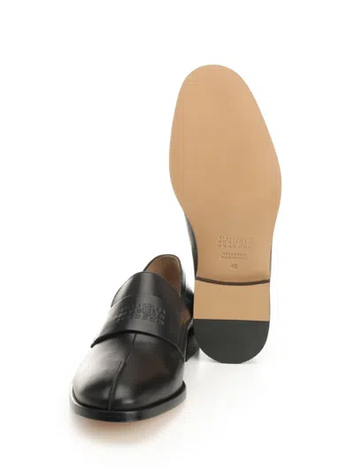 Mm6 Maison Margiela Split-toe Loafers In Black Calf Leather In Black