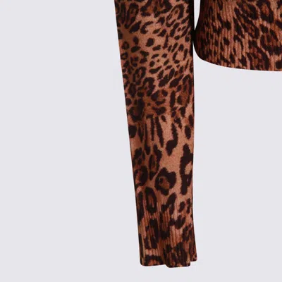 Twinset Twin-set Cropped Leopard Print Jacket With Button-down Front In Brown