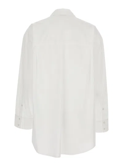 Pinko 'capirai' Shirt In White Cottone With Strass In White