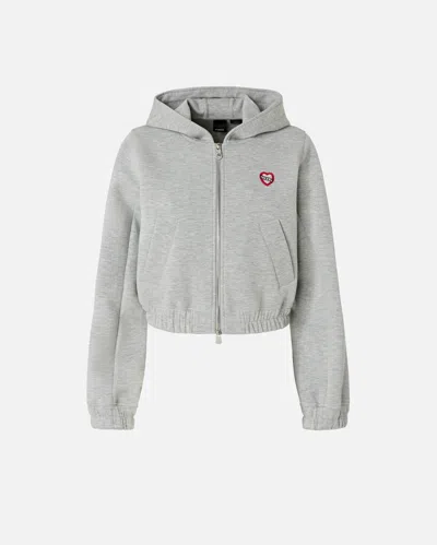 Pinko Sweat-shirt Court À Capuche Style Bomber In Gray