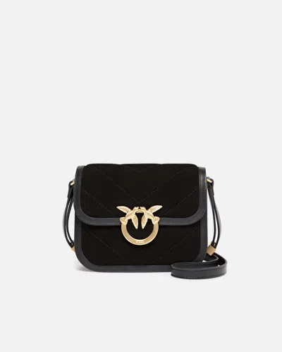 Pinko Suede Mini Love Bag Box Shoulder Bag In Black