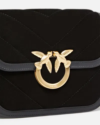 Pinko Suede Mini Love Bag Box Shoulder Bag In Black