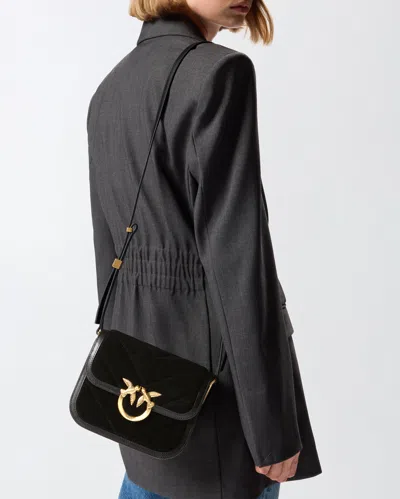Pinko Suede Mini Love Bag Box Shoulder Bag In Black