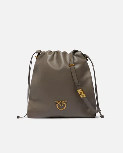 Pinko Vertical Medium Leather Slouchy Bag