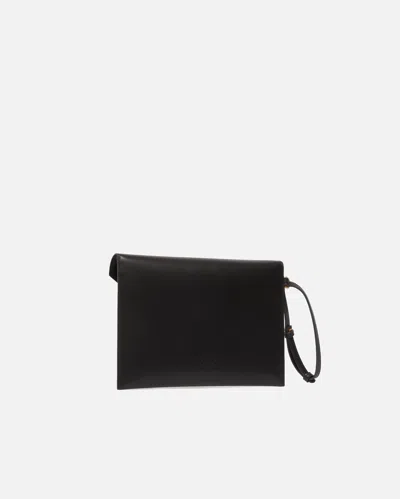 Pinko Structured Envelope Bag With Pointed Flap And Gold Emblem In Black