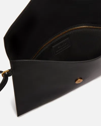 Pinko Structured Envelope Bag With Pointed Flap And Gold Emblem In Black