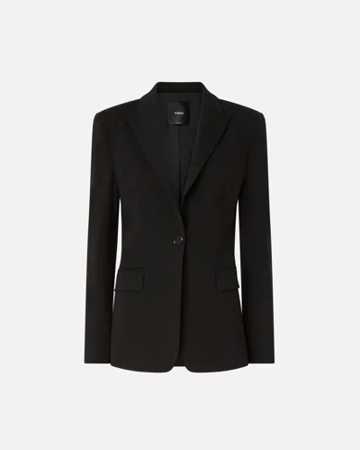 Pinko Kamut Black Single-breasted Jacket With Peak Revers In Viscose Blend Stretch Woman In Black