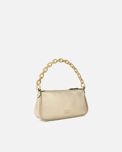 Pinko Mini Half Moon Baguette Handbag In Laminated Suede