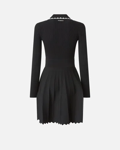 Pinko Robe Côtelée Plissée In Black
