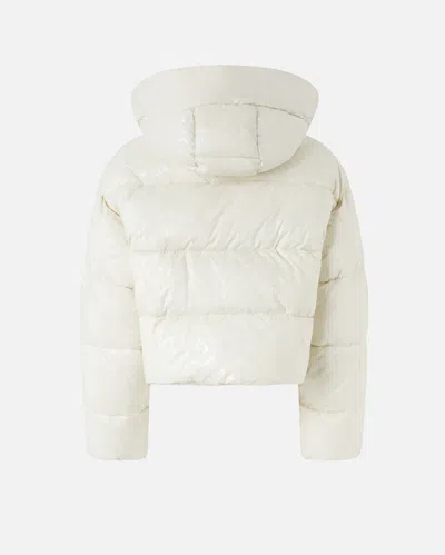 Pinko Short Down Jacket In Logo-print Technical Canvas In White
