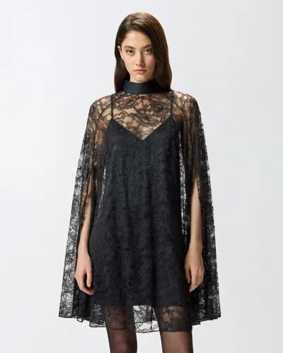 Pinko Rebrodè Lace Cape Mini Dress