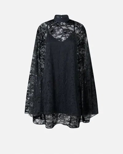 Pinko Rebrodè Lace Cape Mini Dress