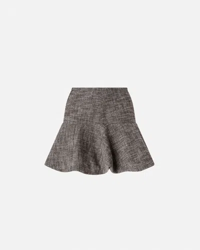 Pinko Flared Tweed Flannel Mini Skirt In Green