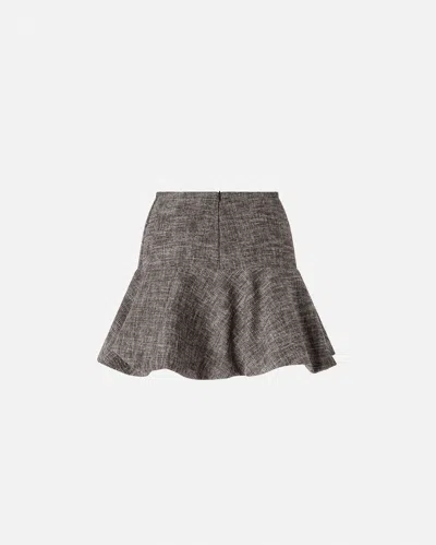 Pinko Flared Tweed Flannel Mini Skirt In Green