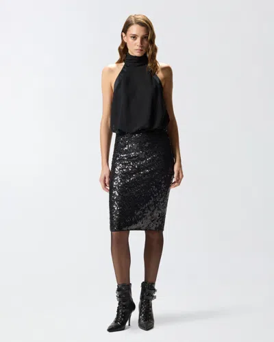 Pinko Pappacieca Pencil Skirt With Sequins In Black