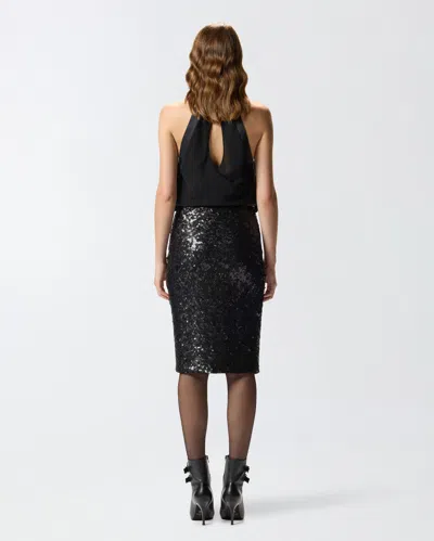 Pinko Pappacieca Pencil Skirt With Sequins In Black
