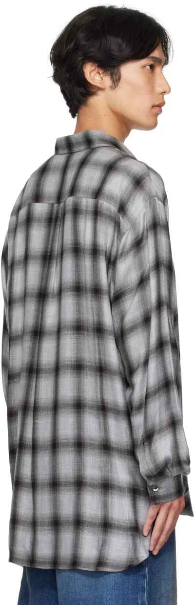 Stein Gray Check Oversized Down Pullover Shirt In Black
