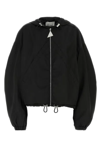 Attico Hooded Bomber Jacket In Black