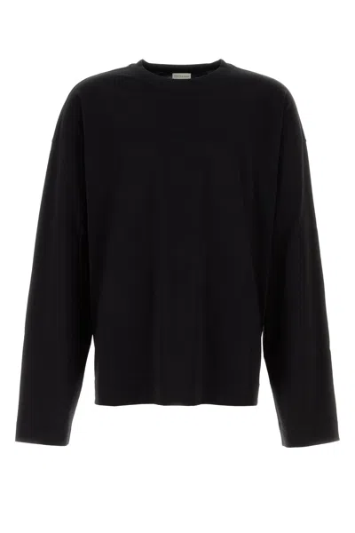 Dries Van Noten Crew Neck Long Sleeves Plain T-shirt In Black