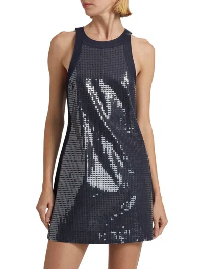 Cinq À Sept Skyla Sleeveless Sequin Dress In Blue