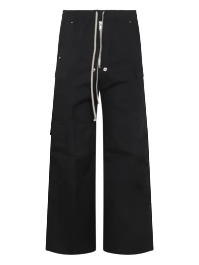 Rick Owens Mens Black Cargobelas Multi-pockets Wide-leg Relaxed-fit Stretch-cotton Trousers In Black