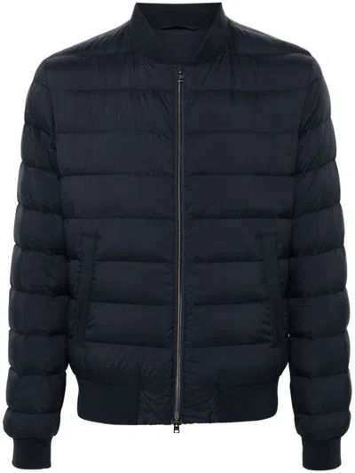 Herno Aviator Bomber Jacket In Durable Fabric In Black