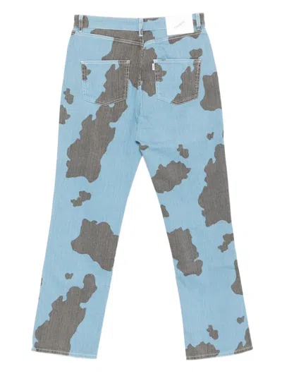 Coperni Cow-print Jeans In Blue
