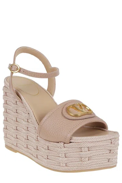Valentino Garavani Wedge Espadrillas Vlogo Signature T. 45 In Pink