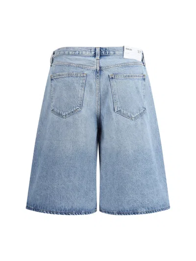 Agolde Urban Baggy Denim Shorts With Belt Loops In Blue