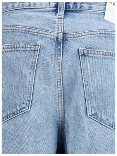 Agolde Urban Baggy Denim Shorts With Belt Loops In Blue