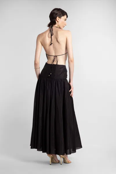 Zimmermann Rhiannon Plunge Halter Maxi Black In Black