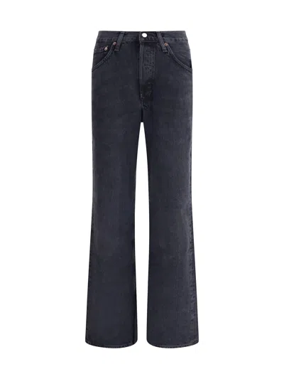 Agolde Nico Stretch High Rise Slim Fit Jeans In Black