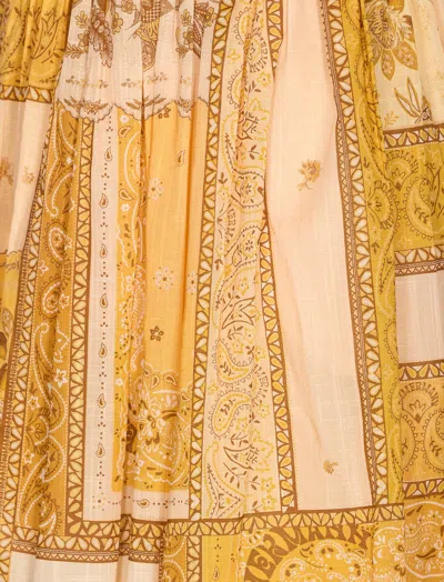 Zimmermann Lucky Corset Midi Dress Mustard Banana In Brown