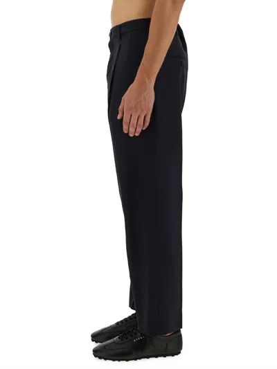 Marni Trousers With Pleated Design And Pockets In Blue