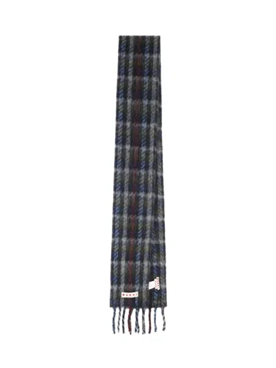 Marni Soft Fringed Scarf Multicolored Pattern In Black