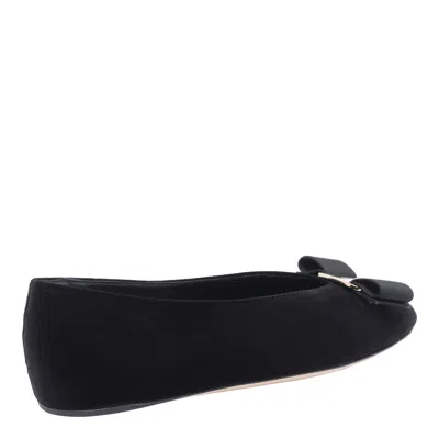 Ferragamo Ballerina Bow Black Var In Black