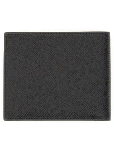 Ferragamo Gancini Textured Bi Fold Vertical Wallet In Black