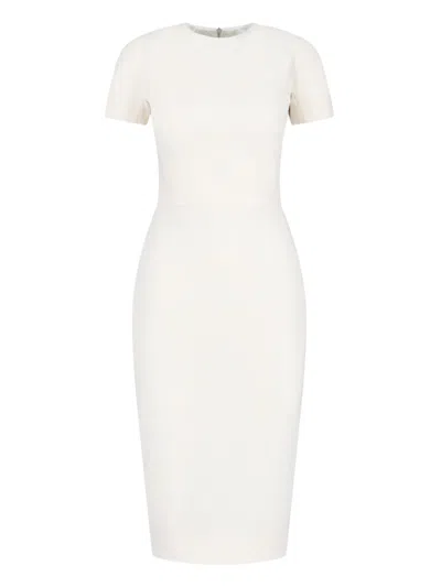 Victoria Beckham Fitted Double Crepe T-shirt Dress In White