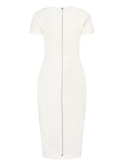 Victoria Beckham Fitted Double Crepe T-shirt Dress In White