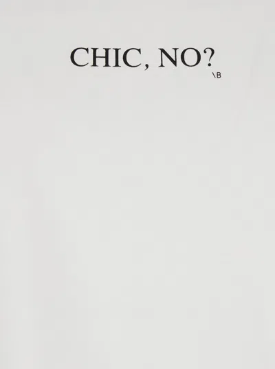 Victoria Beckham White Crewneck T-shirt With Slogan Print On The Front In Cotton Woman