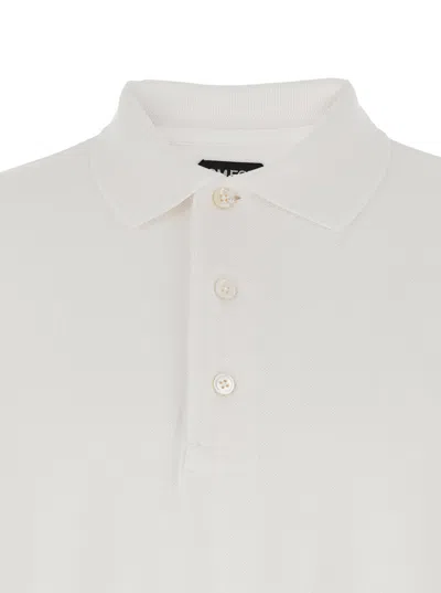 Tom Ford Textured White Pique Polo With Collared Neckline