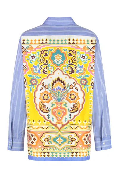 Etro Striped Cotton Shirt In Blue