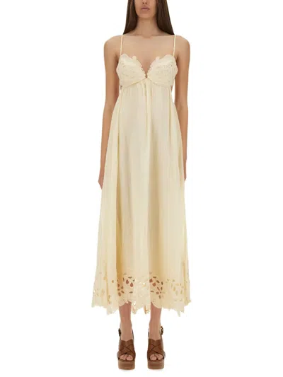 Zimmermann Embroidered Dress Coco In Neutral