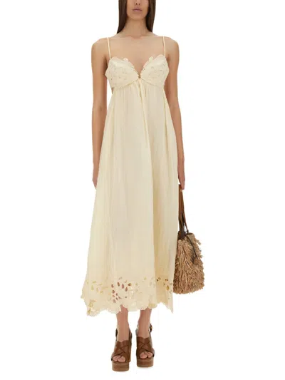 Zimmermann Embroidered Dress Coco In Neutral
