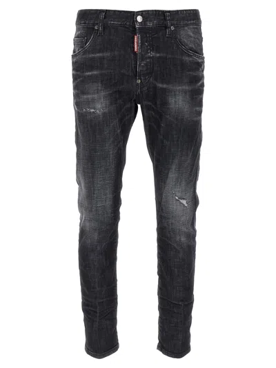 Dsquared2 Slim Fit Distressed Five-pocket Jeans In Black