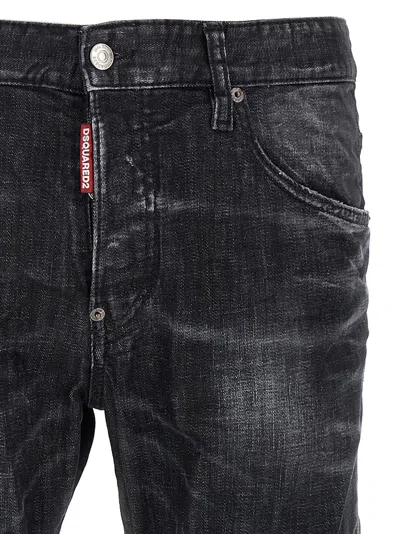 Dsquared2 Slim Fit Distressed Five-pocket Jeans In Black
